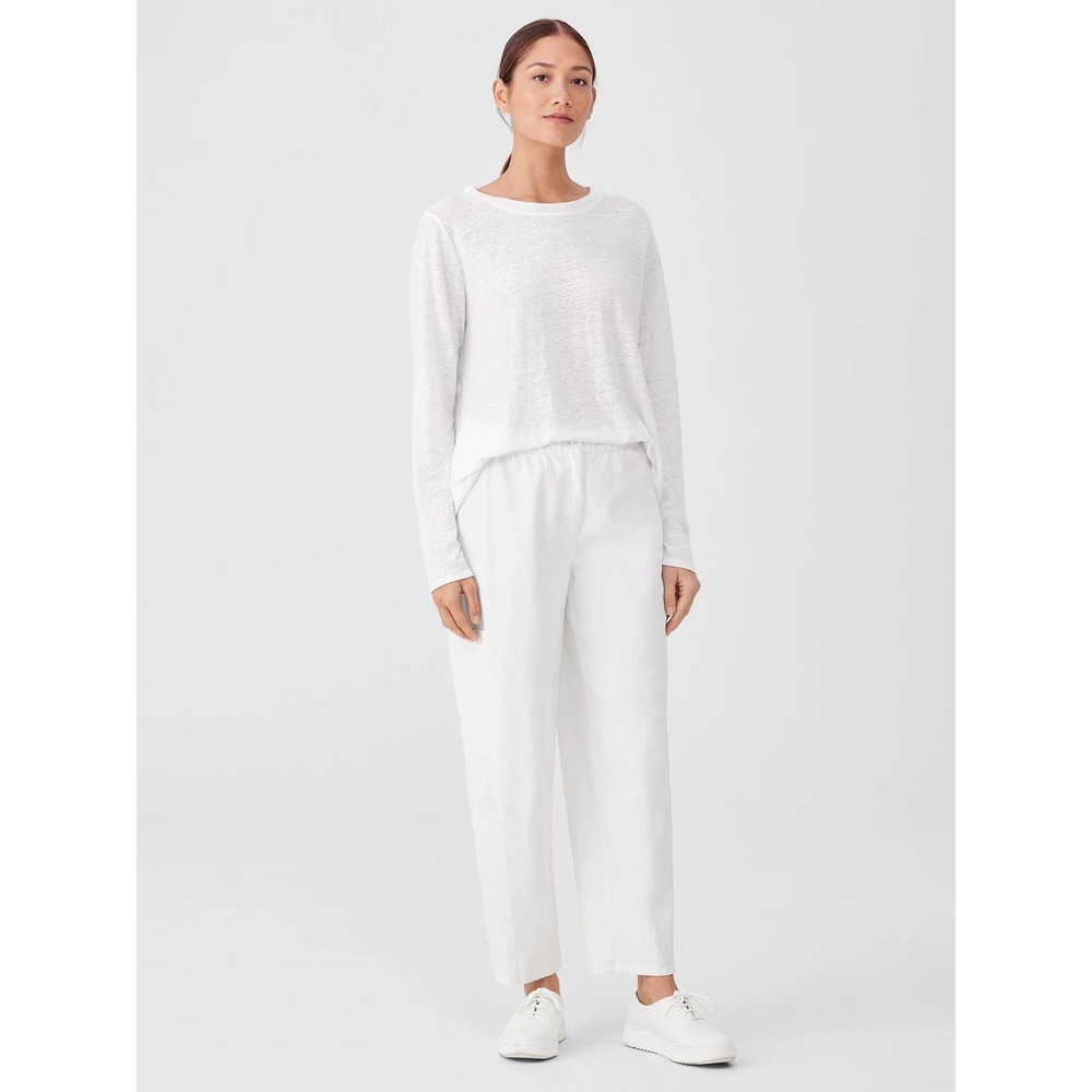 Eileen Fisher Cotton Hemp Stretch Lantern Cargo Pant White Size 1X Barrel Leg
